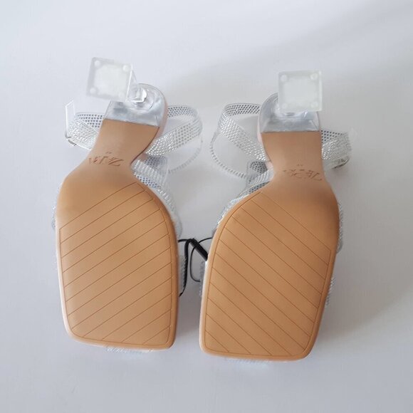 NWT Zara transparent rhinestone embellished vinyl heeled cage strappy sandals - Picture 11 of 15